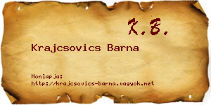Krajcsovics Barna névjegykártya